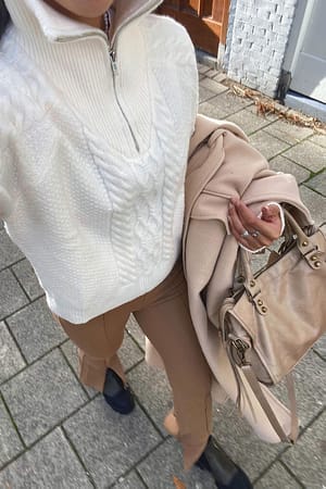 Dark Beige Bukser med slids detalje