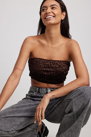Brown Smock Velvet Bandeau Top