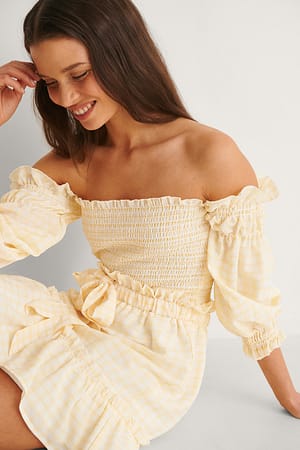 Yellow Check Bluse Med Smock