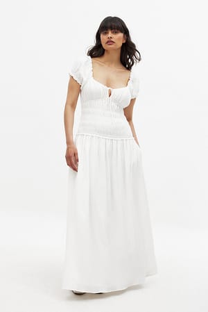 White Kortärmad maxiklänning med smock
