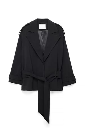 Black Soft Belted Midi Trenchcoat