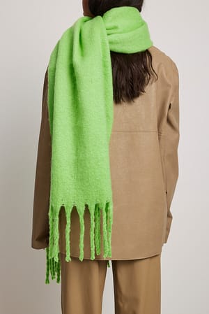 Lime Soft Braided Tassle Scarf