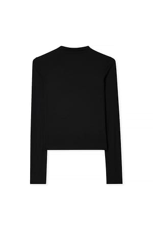 Black Soft Line Funnel Neck Long Sleeve Top