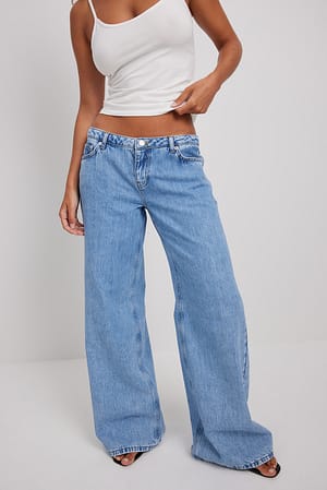 Light Blue Brede jeans med lav talje