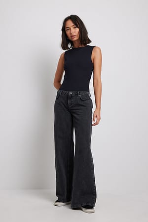Vintage Grey Bred jeans med lavt liv