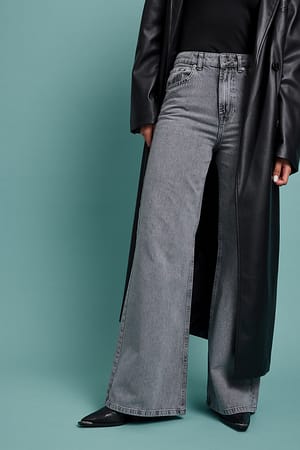 Light Grey Bløde faste vide jeans