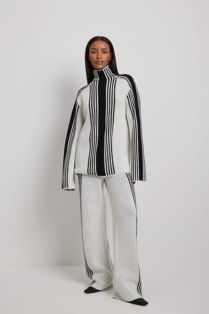 offwhite/black Zachte wijde broek