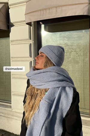 Light Blue Dünne Beanie-Mütze aus Alpaca