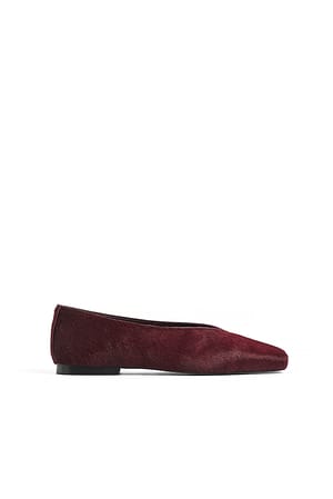 Burgundy Squared Toe Leather Ballerina