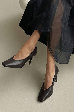 Brown Pumps met vierkante neus