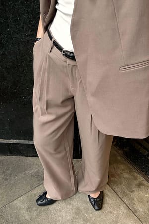 Brown Wijde pantalon met halfhoge taille