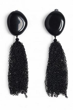 Black Stone Detail Earrings