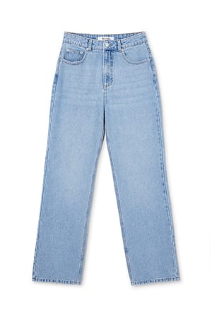 Light Blue Gerade Knöcheljeans mit hoher Taille