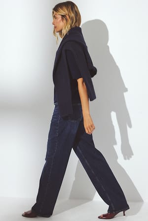 Blue Gerade geschnittene Jeans mit hoher Taille