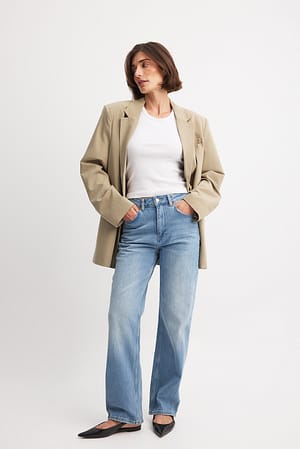 Light Blue Jean droit taille haute