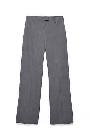 Dark Grey Straight Leg Mid Waist Suit Pants