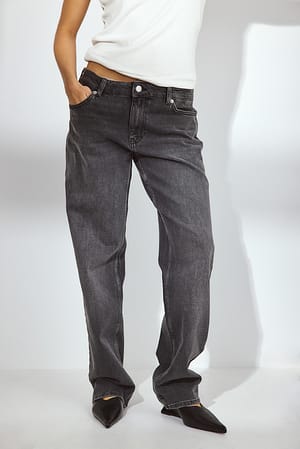 Dark Grey gerade Jeans mit niedriger Taille