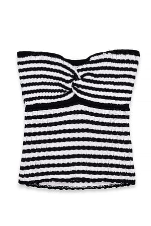 Stripe Stripe Twist Detailed Tube Top