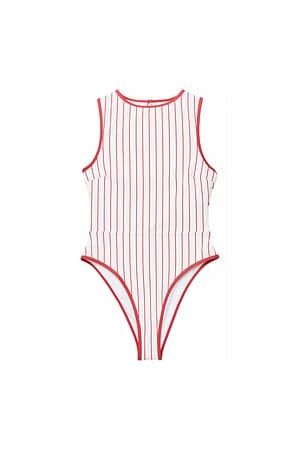 Red/White Stripe Striped Swimsuit