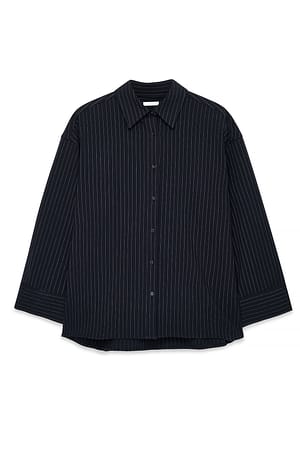 Navy Stripe Camisa extragrande a rayas