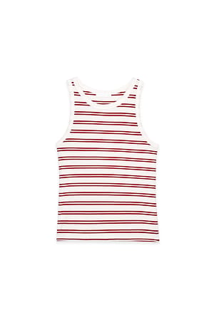White/Rust Ribbetank med striper
