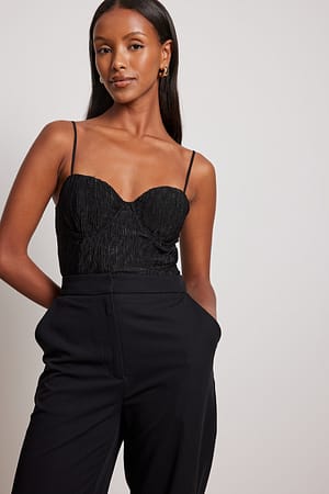 Black Strukturiertes Top
