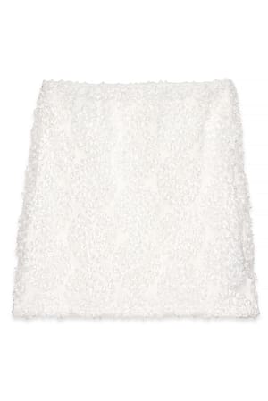 White Mininederdel med struktur