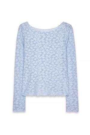 Light Blue Structured Boat Neck Top