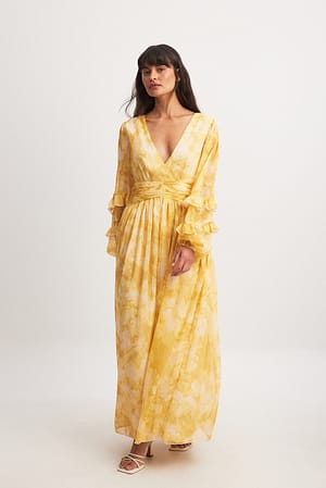 Print Strukturiertes Maxikleid aus Chiffon