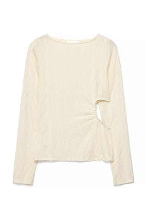 Offwhite Gestructureerde top met cut-out