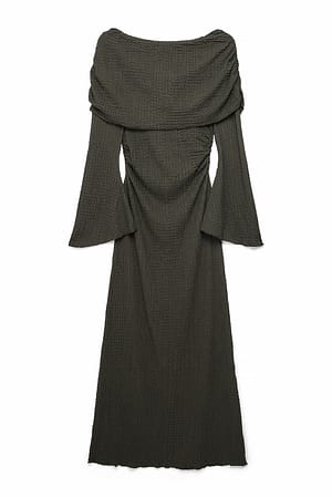Dark Green Struktureret draperet maxikjole