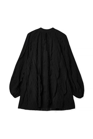 Black Structured Long Sleeve Mini Dress