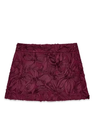 Burgundy Mininederdel med struktur