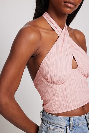 Dusty Pink Strukturert topp med detaljer