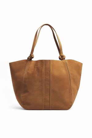 Tan Tote-Bag aus Wildleder mit Knotendetail