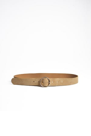 Beige Suède riem met ronde gesp