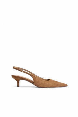 Tan Slingback pumps i semsket skinn