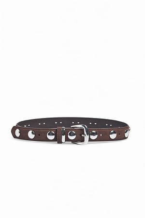 Brown Suede Studded Belt