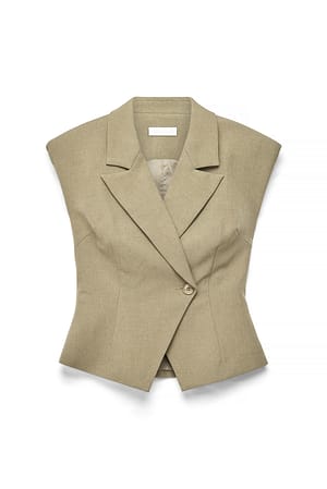Khaki Green taillierte Weste mit Schulterpolster