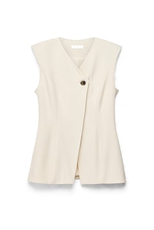 Cream Tailored Button Vest