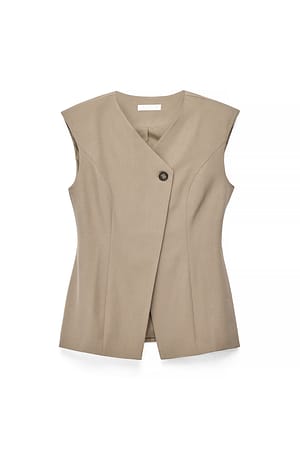 Taupe Tailored Button Vest