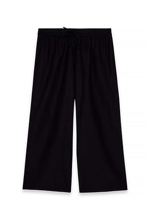 Black Pantalon court fuselé à cordon de serrage
