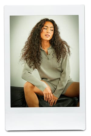 Grey Ribbet sweater med knapper