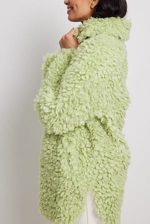 Light Green Teddy Overshirt Jacket