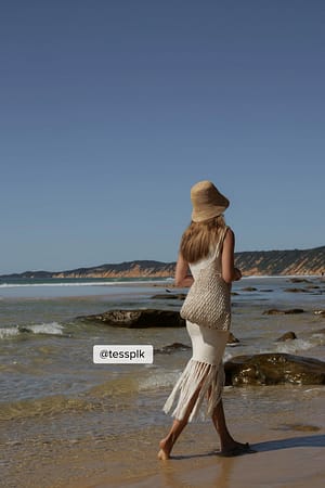 Offwhite Knitted Midi Fringe Dress