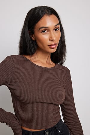 Textured Long Sleeve Jersey Top