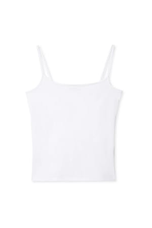 White Thin Basic Strap Singlet