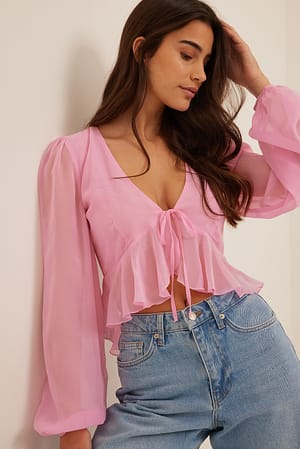 Baby Pink Chiffonbluse