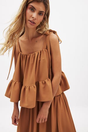 Tie Shoulder Ruffle Top