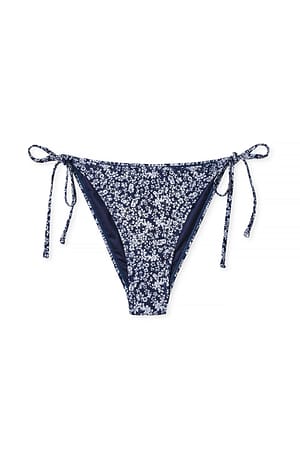 Navy Print Bikini-Höschen mit Schnürung